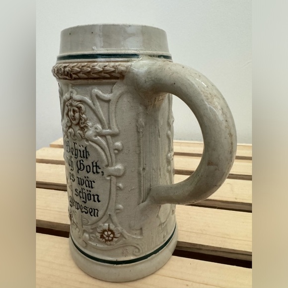 Antique 19thc Stoneware German Beer Stein Tankard Vessle Trompeter Von Sackingen - Picture 4 of 8